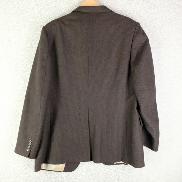 Samuelsohn Blazer Mens 44R Brown Striped Two Button Vented Wool Business Casual - Picture 5 of 15